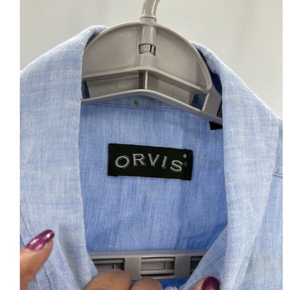 Orvis Pure Linen Long-Sleeved Shirt classic fit cool comfort summer lightweight - Picture 3 of 8